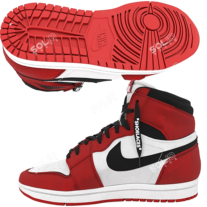 Red Nike Air Jordan 1 Retro - 3D Model 3D model image 4