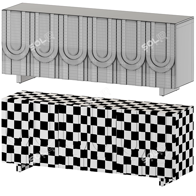 Rustic Media Console - Grey Wood 3D model image 3