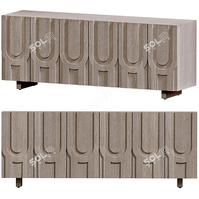 Rustic Media Console - Grey Wood 3D model image 4