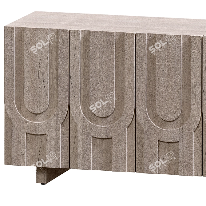 Rustic Media Console - Grey Wood 3D model image 5