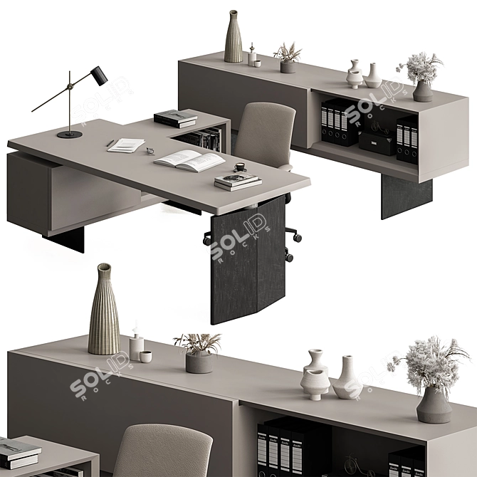 Executive Desk Set - Office Furnishings 3D model image 1