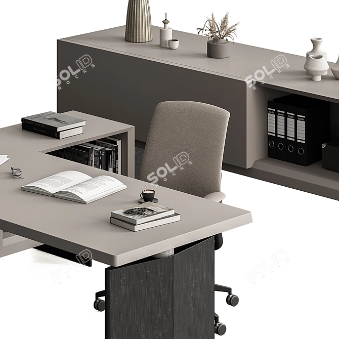 Executive Desk Set - Office Furnishings 3D model image 2