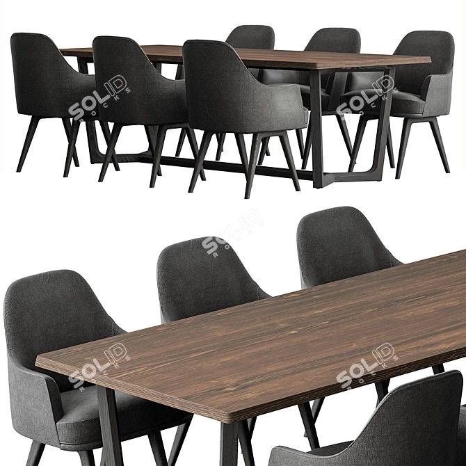 Elegant Dining Set 28 3D model image 2