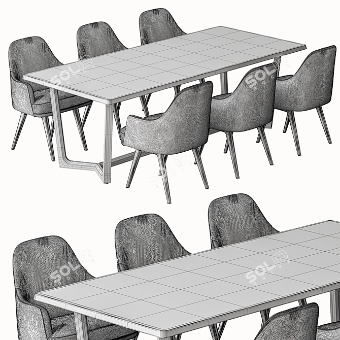 Elegant Dining Set 28 3D model image 5