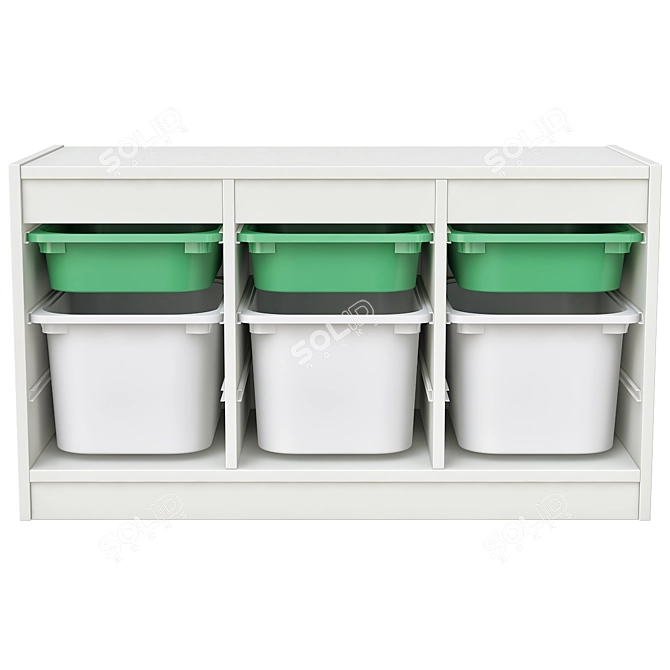 Trofast Box Storage Combination Set 3D model image 2