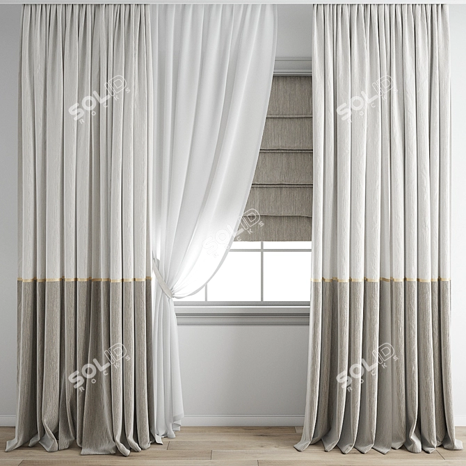 Detailed Curtain Model 3D Archive 3D model image 1