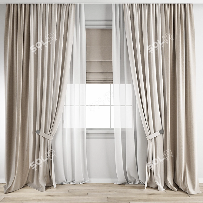 Detailed Curtain Model 3D Archive 3D model image 1