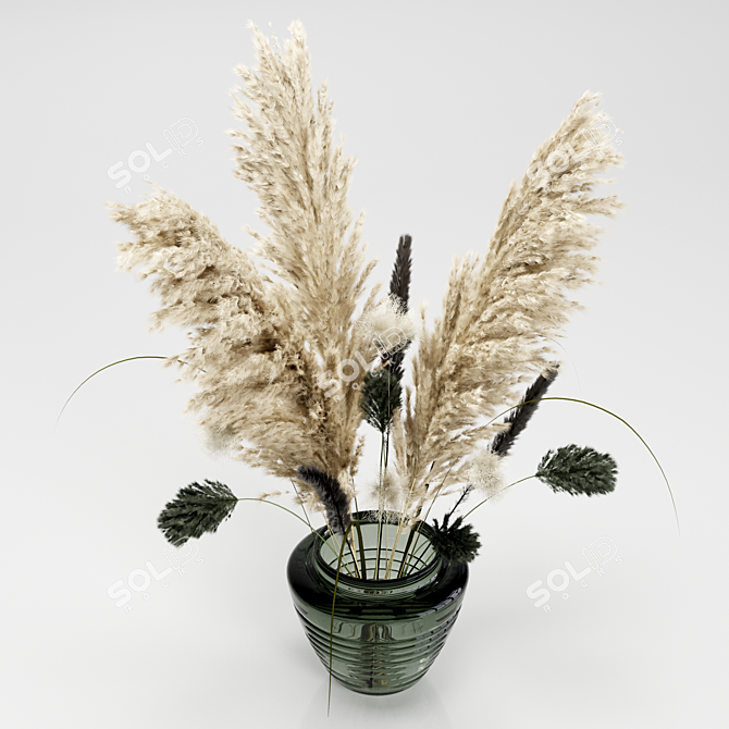 Pampas Grass Decorative Bouquet 3D model image 2