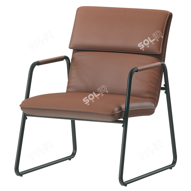 Streamlined Modern Lounge Chair 3D model image 2