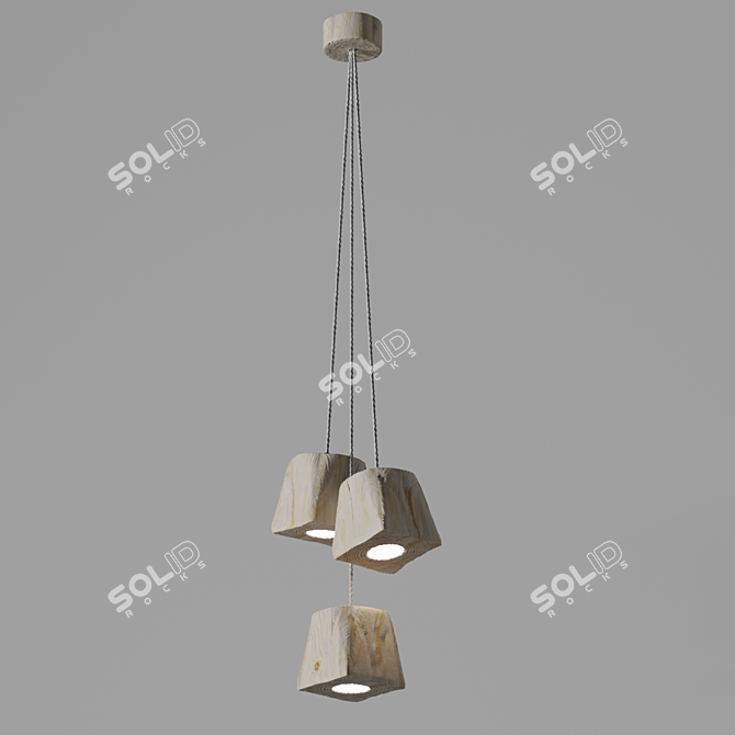 Handcrafted Pine Pendant Light 3D model image 4