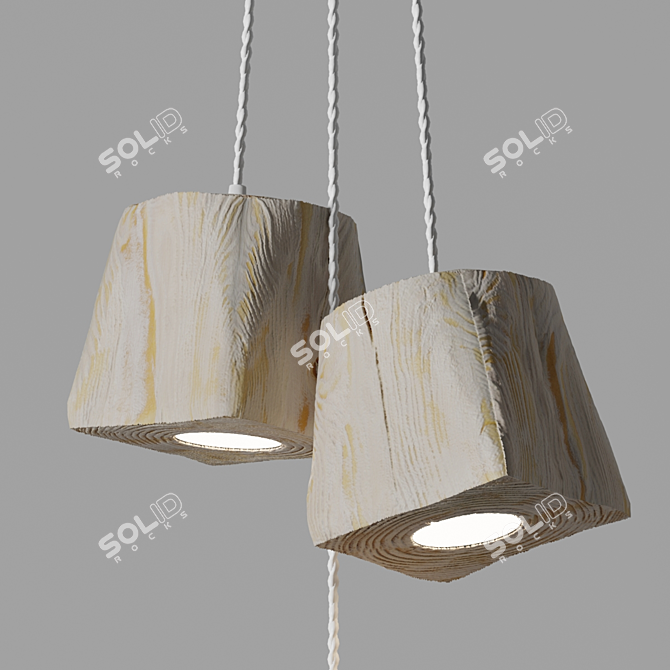 Handcrafted Pine Pendant Light 3D model image 5