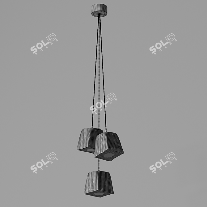Handcrafted Pine Pendant Light 3D model image 7