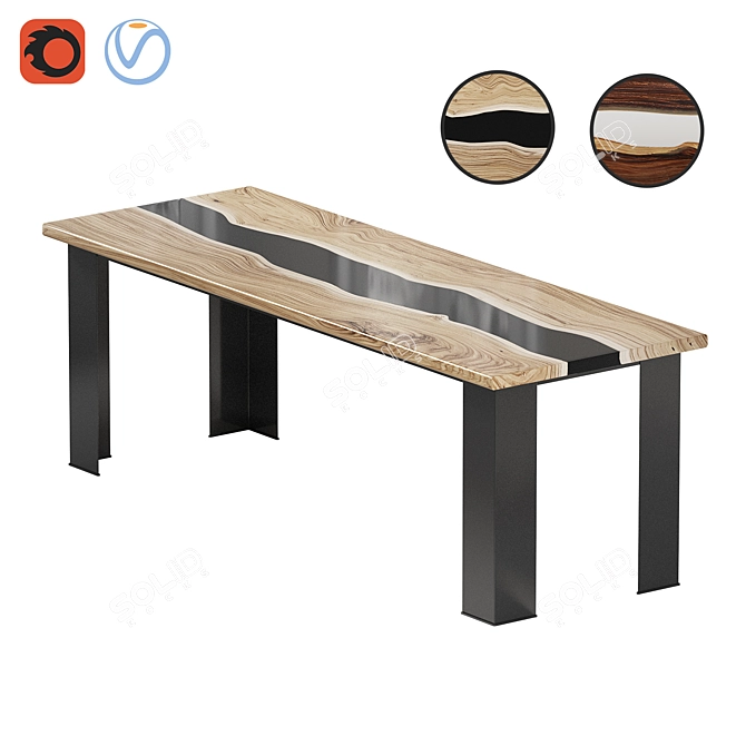 Epoxy Wood Slab Coffee Table 3D model image 1