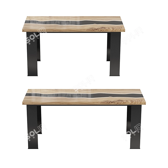 Epoxy Wood Slab Coffee Table 3D model image 4