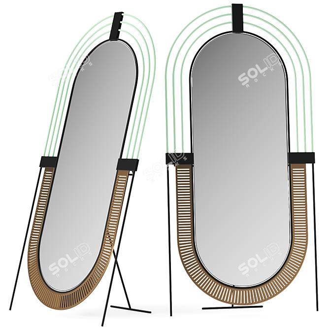 Posidonia Oval Metal Mirror Design 3D model image 1