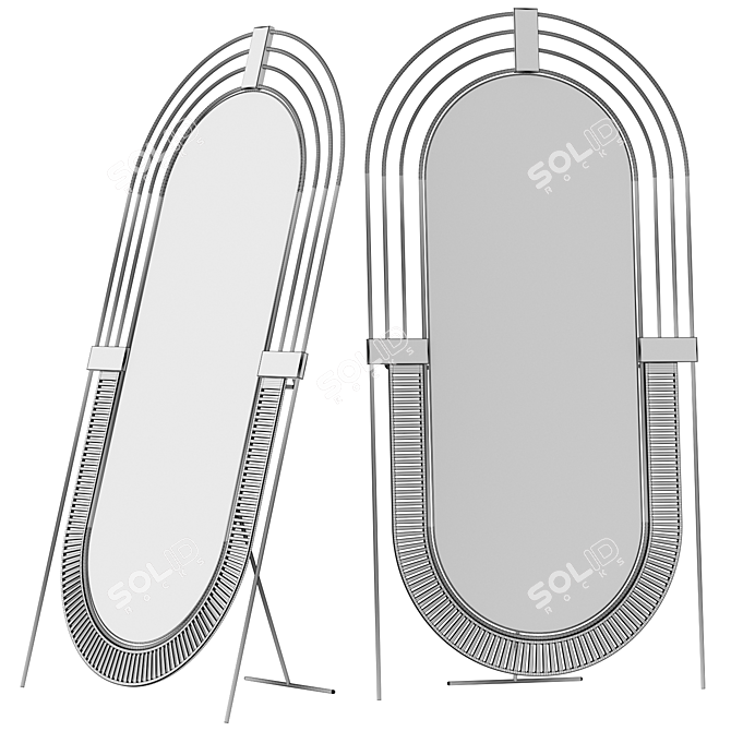 Posidonia Oval Metal Mirror Design 3D model image 2