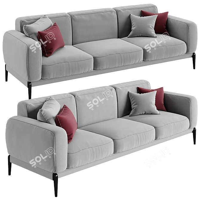 Modern Italian Romeo Compact Sofa 3D model image 2