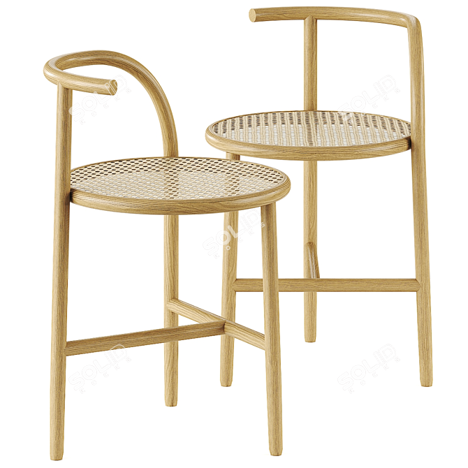 Modern Curve Stool by Wiener 3D model image 1