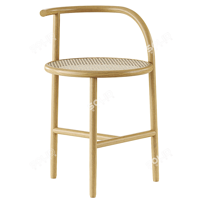 Modern Curve Stool by Wiener 3D model image 2