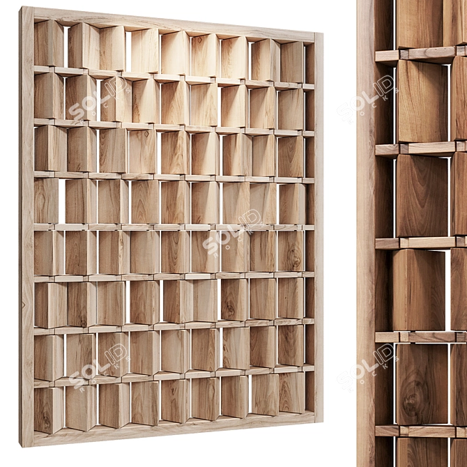 Wooden Decorative Room Divider 3D model image 2