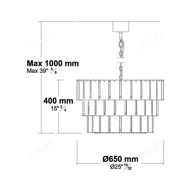 Glace Glass Hanging Chandelier 3D model image 5