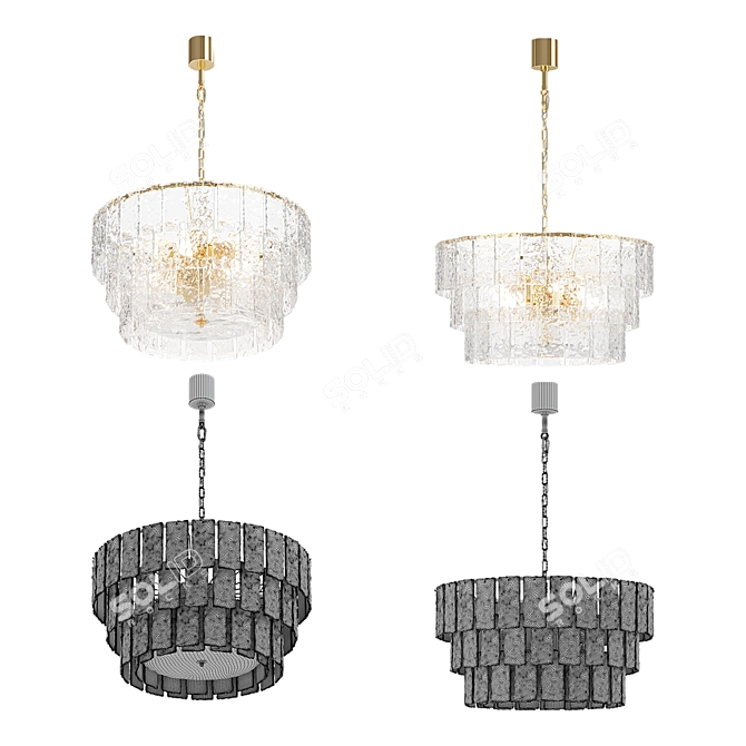 Glace Glass Hanging Chandelier 3D model image 6