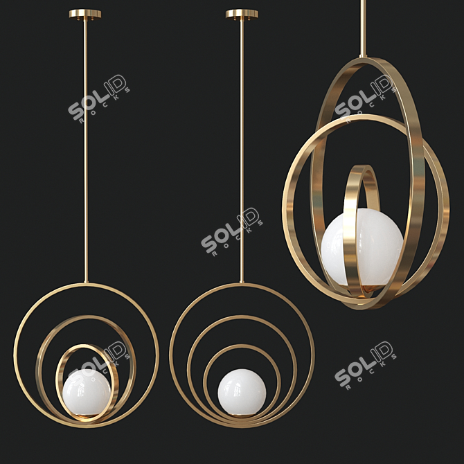 Scandi Glass Pendant Lamp, Rings 3D model image 1