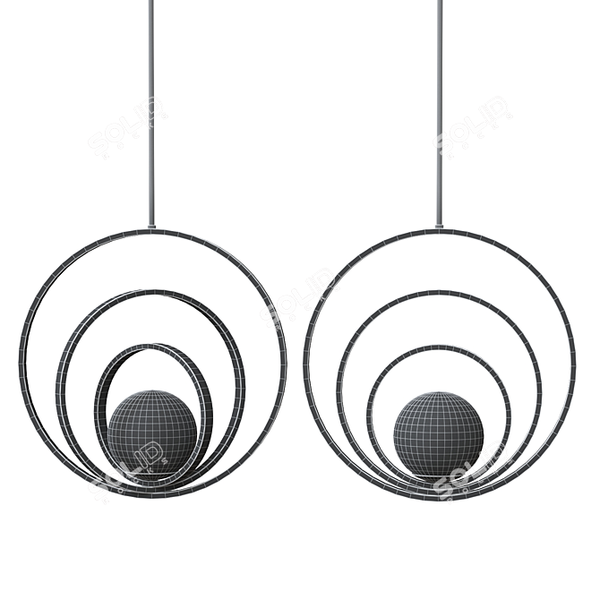 Scandi Glass Pendant Lamp, Rings 3D model image 2