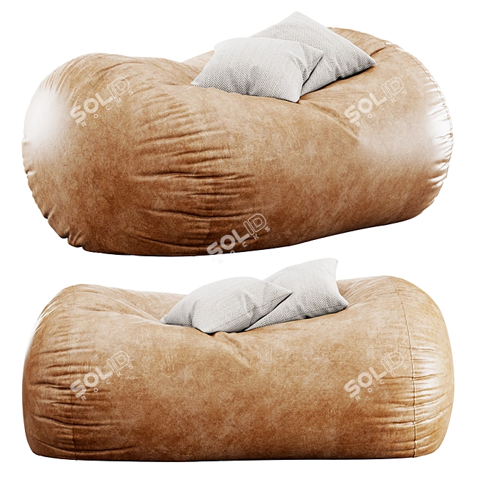 Teen Leather Bean Bag Lounge 3D model image 1