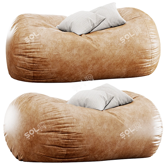 Teen Leather Bean Bag Lounge 3D model image 2