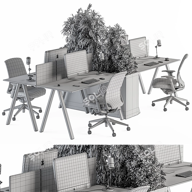 Office Furniture Set 347 3D model image 5