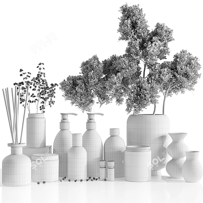 Contemporary Bathroom Accessory Set 3D model image 4