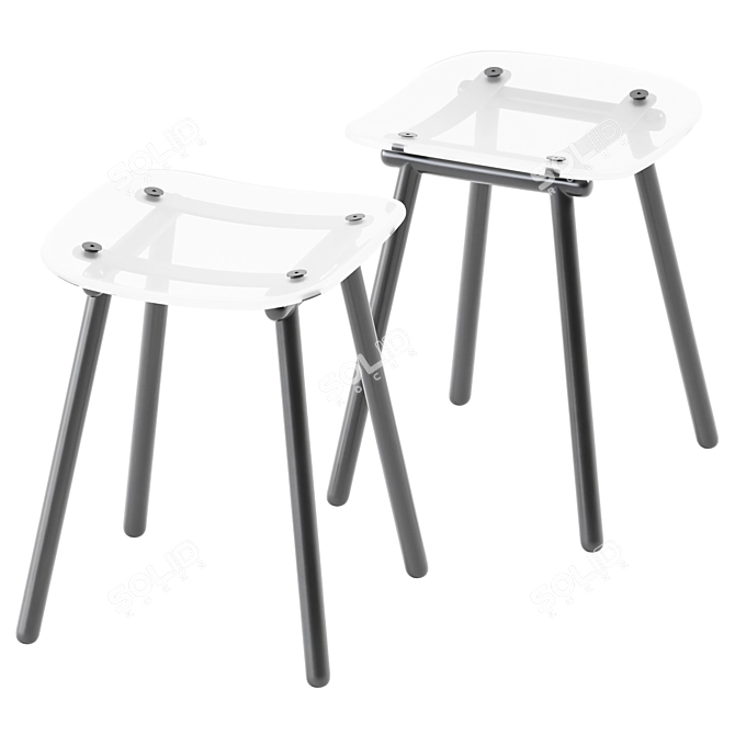 Sleek Fenster Low Stool 3D model image 1