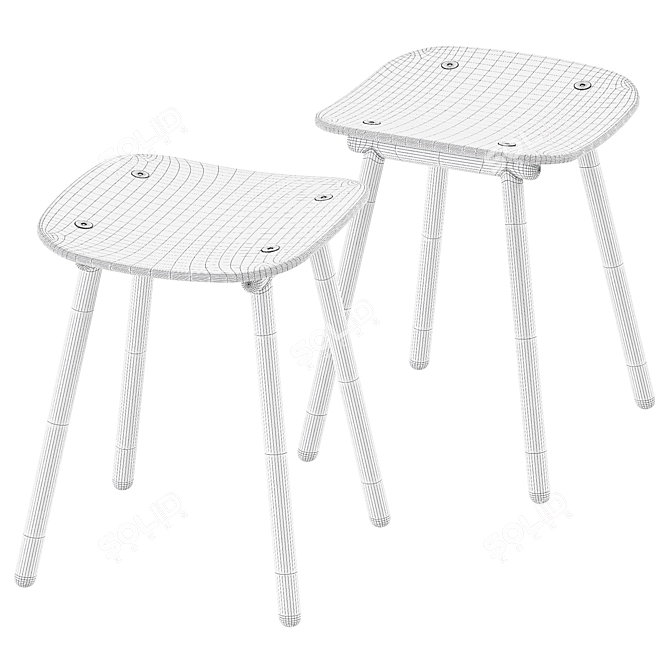 Sleek Fenster Low Stool 3D model image 2