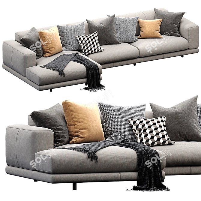  Sleek Nevyll Chaise Lounge 3D model image 4