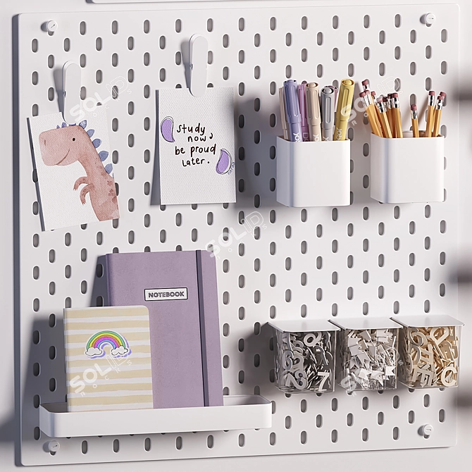 Ikea SKADIS White Pegboard Organizer 3D model image 2