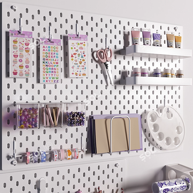 Ikea SKADIS White Pegboard Organizer 3D model image 3