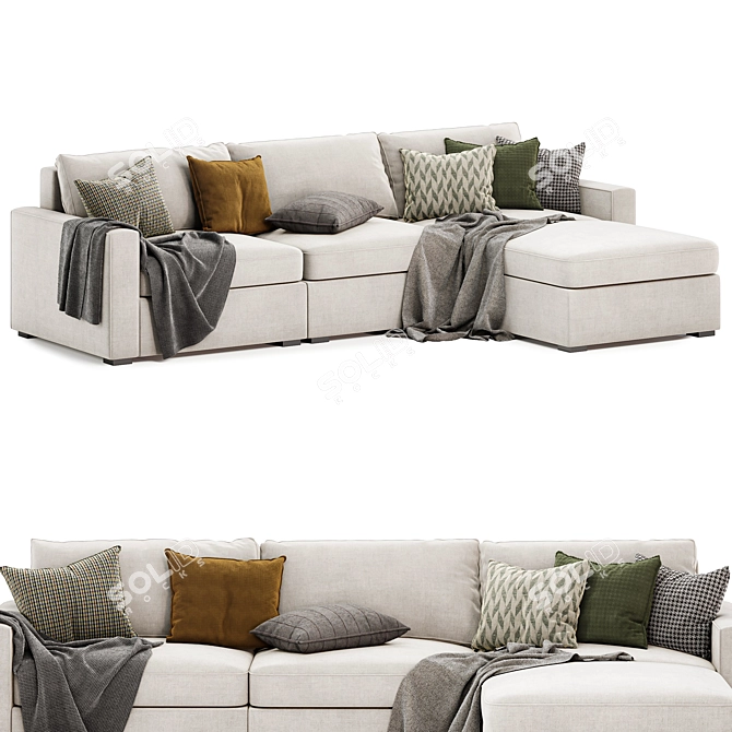 Stylish Maxwell sectional chaise sofa 3D model image 2