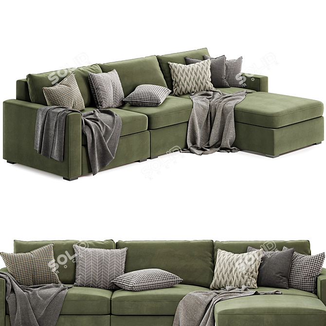 Stylish Maxwell sectional chaise sofa 3D model image 3