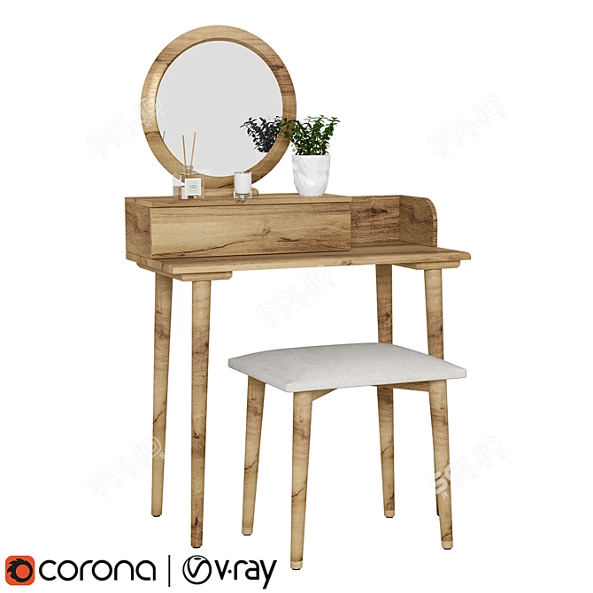 Chic Vanity Desk Set 3D model image 1