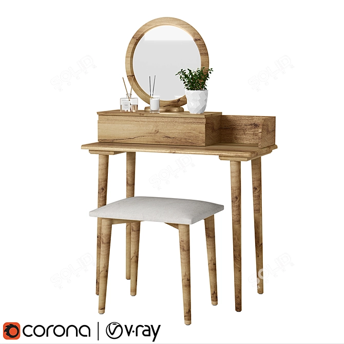 Chic Vanity Desk Set 3D model image 2