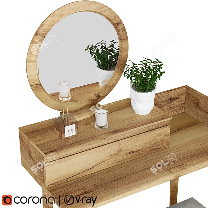 Chic Vanity Desk Set 3D model image 4