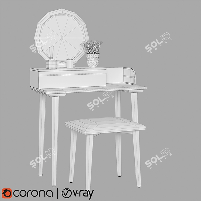 Chic Vanity Desk Set 3D model image 5