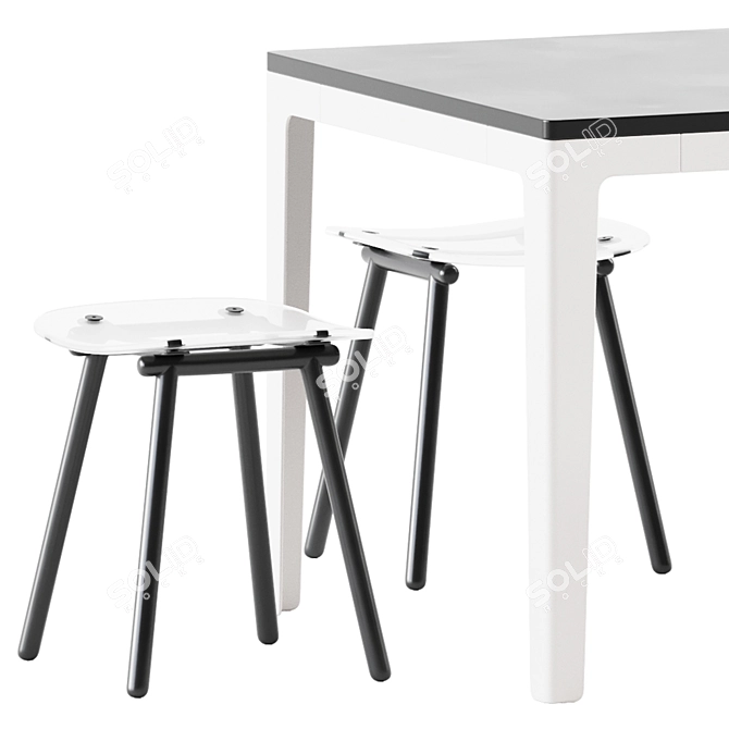  Contemporary Duo: Pop Table & Fenster Stool 3D model image 2
