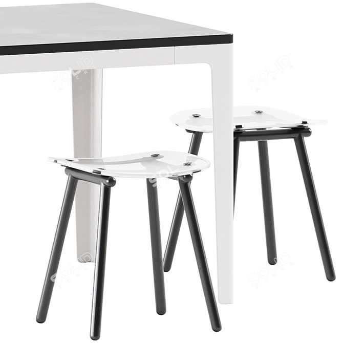  Contemporary Duo: Pop Table & Fenster Stool 3D model image 4