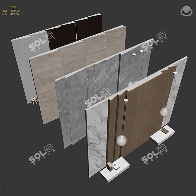 Modern 3D Wall Panel Set 3D model image 7