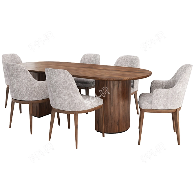 Elegant Dining Set: Anna Chairs & Moon Table 3D model image 2