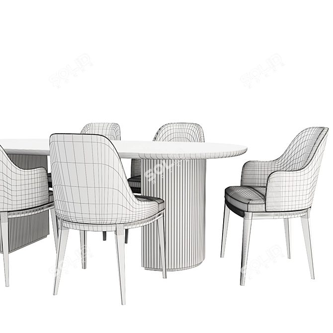 Elegant Dining Set: Anna Chairs & Moon Table 3D model image 3