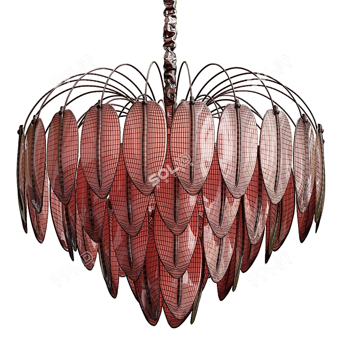 Bronze Loft Chandelier: Modern Glass 3D model image 2