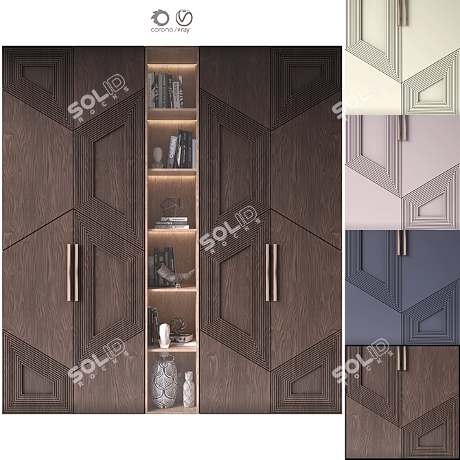 Modular Neoclassical Wardrobe Furniture 3D model image 1